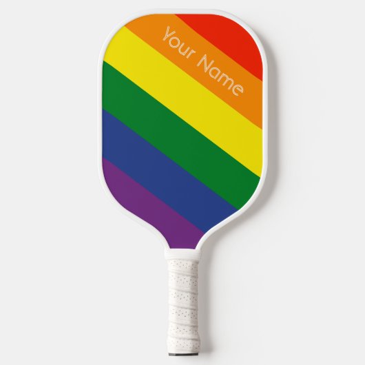 Diagonaler Regenbogen Stripter Individuelle Name Pickleball Schläger (Vorderseite)