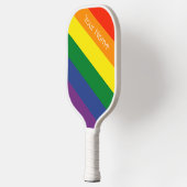 Diagonaler Regenbogen Stripter Individuelle Name Pickleball Schläger (Links)