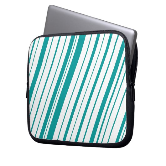 Diagonaler Streifen ~ Aquamarin Laptopschutzhülle (Vorderseite Links)