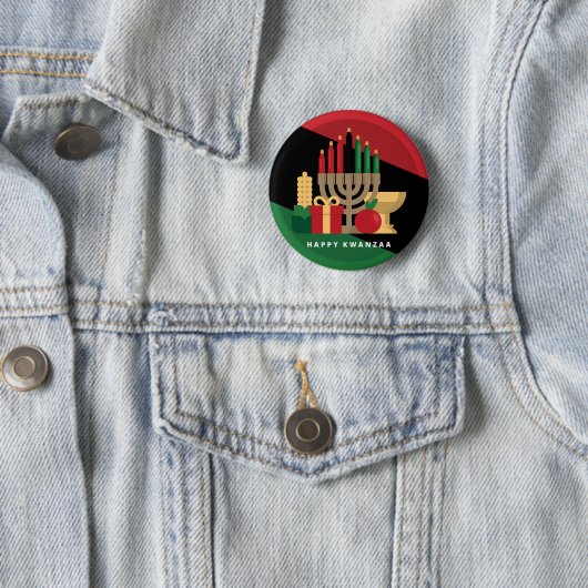 diagonaler Streifen Happy Kwanzaa Button (Beispiel)
