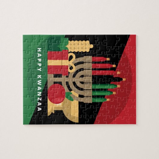 diagonaler Streifen Happy Kwanzaa Puzzle (Horizontal)