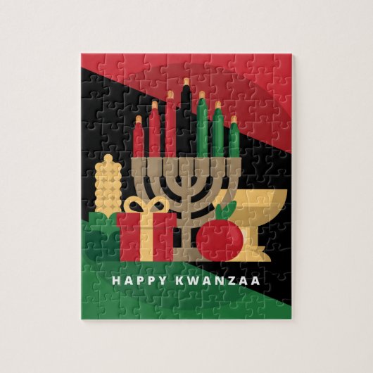 diagonaler Streifen Happy Kwanzaa Puzzle (Vertikal)