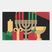 diagonaler Streifen Happy Kwanzaa Rechteckiger Aufkleber (Vorderseite)