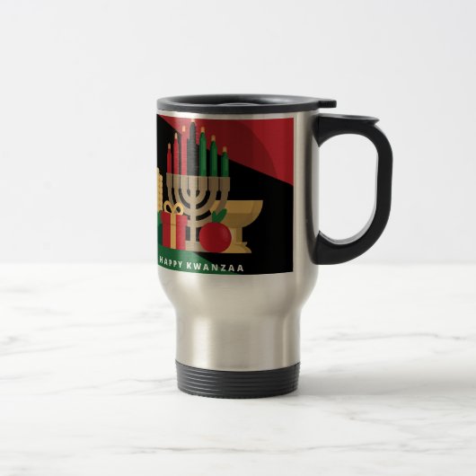 diagonaler Streifen Happy Kwanzaa Reisebecher (Rechts)