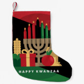 diagonaler Streifen Happy Kwanzaa Strumpf Kleiner Weihnachtsstrumpf (Vorderseite)