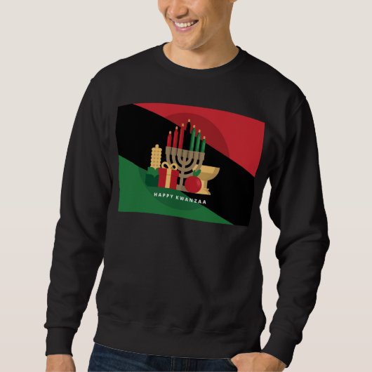 diagonaler Streifen Happy Kwanzaa Sweatshirt (Vorderseite)