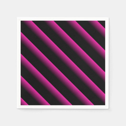 Diagonaler Streifen in Schwarz und Heiß rosa Serviette (Vorderseite)