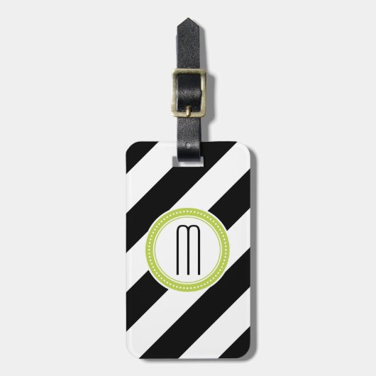 Diagonaler Streifen-Monogramm-Gepäck-Umbau - Limon Gepäckanhänger (Vorderseite vertikal)