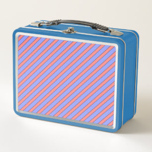 Diagonaler Streifen rosa und Lila Metall Lunch Box