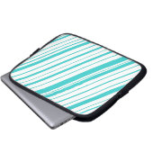 Diagonaler Streifen ~ Türkis Laptopschutzhülle (Vorne Knopf)