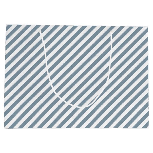 Diagonales blau-weiß gestreiftes Muster Große Geschenktüte (Rückseite)