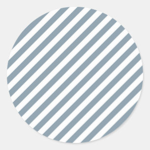Diagonales blau-weiß gestreiftes Muster Runder Aufkleber