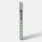 Diagonales Gingham-Muster in Grün mit Initialen Case-Mate iPhone Hülle (Rückseite / Links)