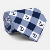 Diagonales kariertes Ginghamnautischmuster Krawatte (Gerollt)