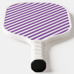 Diagonales lila-weiße Streifenmuster Pickleball Schläger