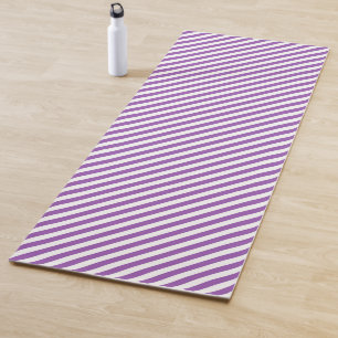 Diagonales lila-weiße Streifenmuster Yogamatte