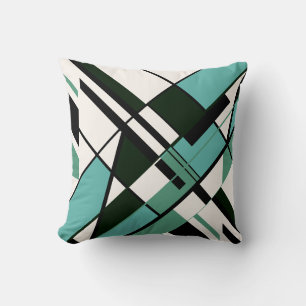 Diagonales Mosaik in Grün Weiß Schwarz Kunstmotiv Kissen