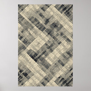 Diagonales Mosaikraster: Neutrale geometrische Fli Poster