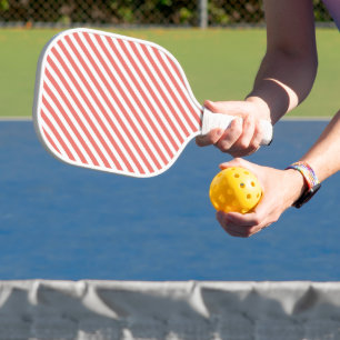 Diagonales Muster aus rosa und weißen Streifen Pickleball Schläger