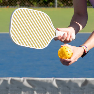 Diagonales Muster mit goldgelben und weißen Streif Pickleball Schläger