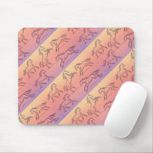 Diagonales Pferdemuster in Linienkunst Galoppieren Mousepad