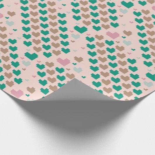 Diagonales Pixel-Herz-Muster Geschenkpapier (Ecke)