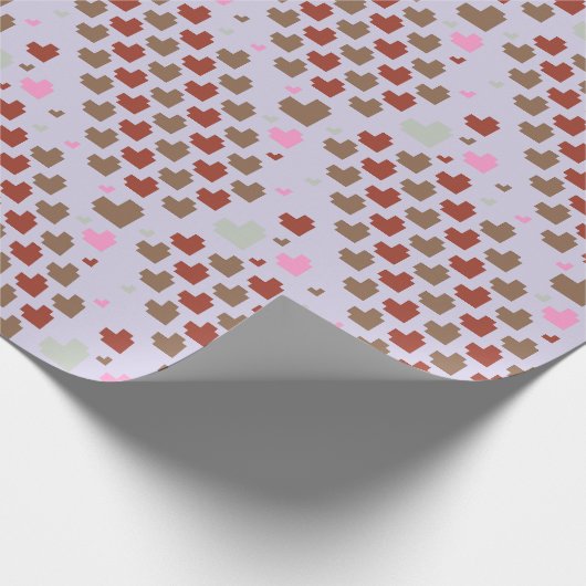 Diagonales Pixel-Herz-Muster Geschenkpapier (Ecke)