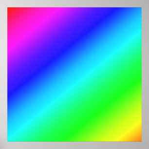 Diagonales Regenbogen-Gefälle Blau zu Grün Poster