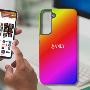 Diagonales Regenbogenfarbenverlauf - Name hinzufüg Samsung Galaxy Hülle