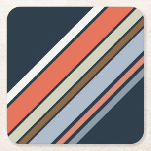 Diagonales Retro-Streifen-Design Rechteckiger Pappuntersetzer