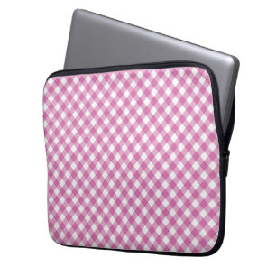 Diagonales rosa und weißes Gingham Laptopschutzhülle