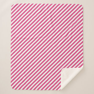 Diagonales rosa-weiße Streifenmuster Sherpadecke