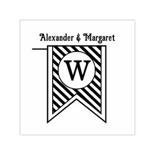 Diagonales Streifenbanner Monogramm Namen Paar Hoc Permastempel