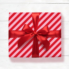 Diagonales Streifenmuster Rot Pink Breiter Streife Geschenkpapier
