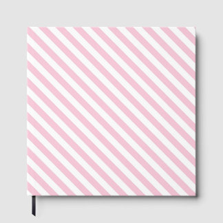 Diagonales weißes und rosa Streifenmuster Gästebuch