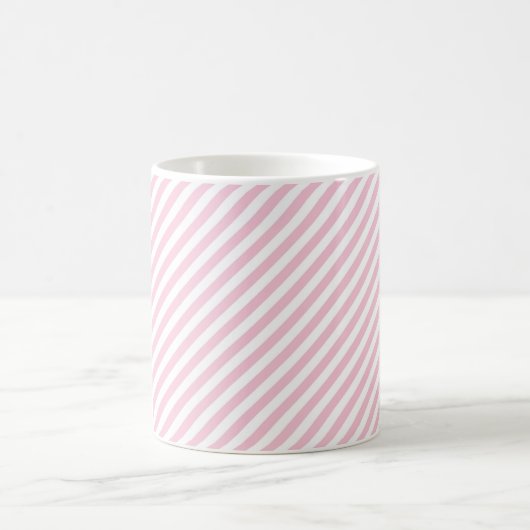 Diagonales weißes und rosa Streifenmuster Kaffeetasse (Mittel)