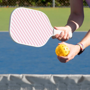 Diagonales weißes und rosa Streifenmuster Pickleball Schläger
