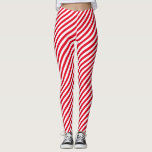 Diagonales Zuckerstange-Streifen-Muster Leggings<br><div class="desc">Erhellen Sie herauf Ihren Feiertag mit diesen niedlichen roten und weißen Süßigkeitsstreifen-Muster-Leggings. Weihnachten,  Pfefferminz,  Zuckerstange. Diagonale Streifen.</div>