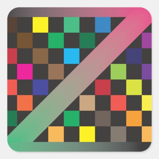 Diagonalfarben Quadratischer Aufkleber (Vorderseite)