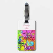 Diagonaljunge Psychedelic Hippie Gepäckanhänger (Rückseite vertikal)