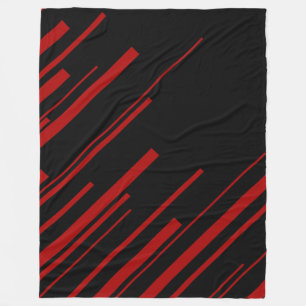Diagonallinien in Rot und Schwarz Fleecedecke