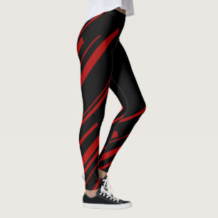 Diagonallinien in Rot und Schwarz Leggings