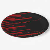 Diagonallinien in Rot und Schwarz Pappteller (Schrägansicht)