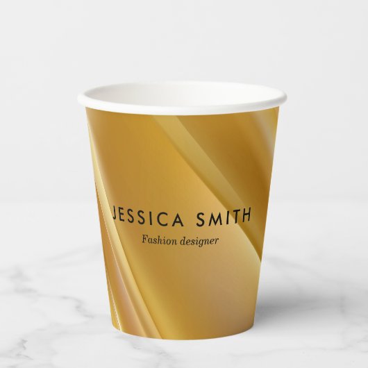 Diagonallinien mit Goldgradienten Pappbecher (Vorderseite)
