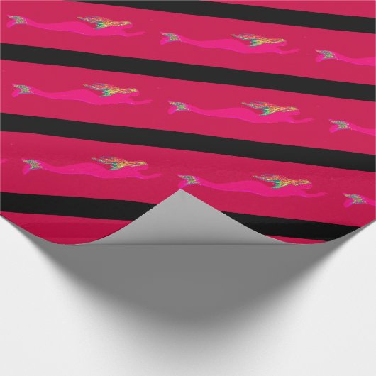 Diagonalrosa-Meerjungmuster Geschenkpapier (Ecke)