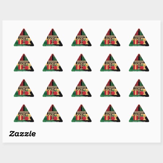 Diagonalstreifen Happy Kwanzaa Triangle Sticker (Blatt)