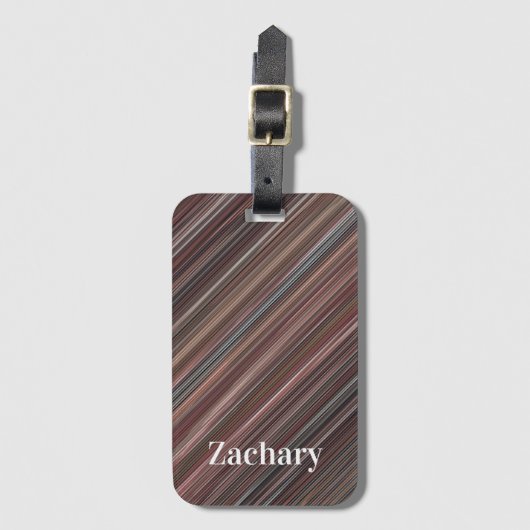 Diagonalstreifen, schwarz, braun und weiß gepäckanhänger (Vorderseite Vertikal)