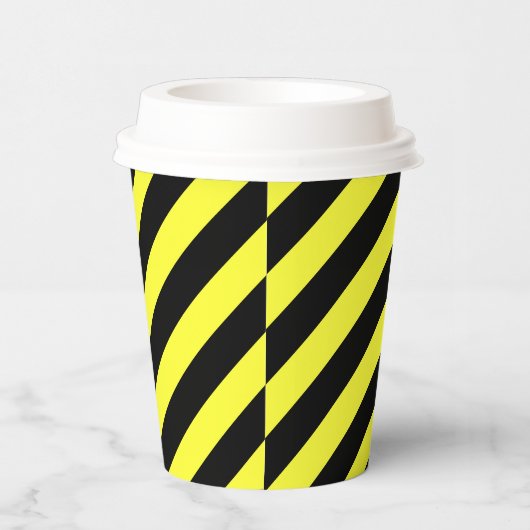Diagonalstreifen, schwarz und gelb, Papiertasse Pappbecher (Rechts)