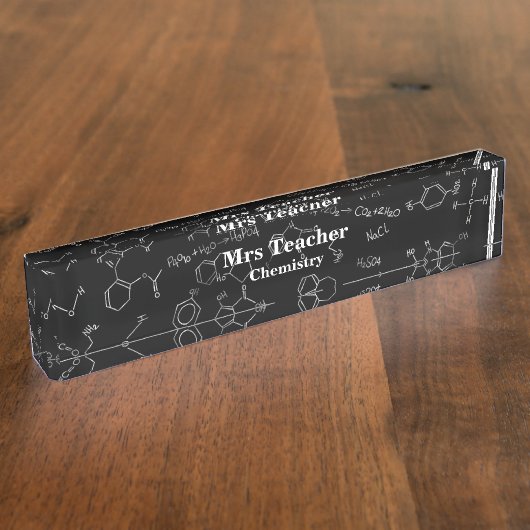 Diagramm der Chemie weiß auf schwarz Namensplakette (Seite)