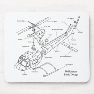 Diagramm der Hauptteile in einem Hubschrauber Mousepad